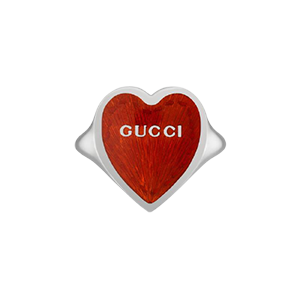 Anello con cuore smaltato Gucci