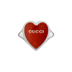 Anello con cuore smaltato Gucci