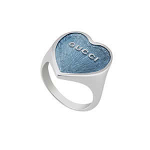 Anello con cuore smaltato Gucci