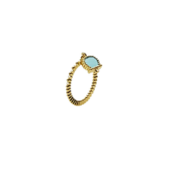 Anello in oro giallo e diamanti,  con campanella in turchese e diamante